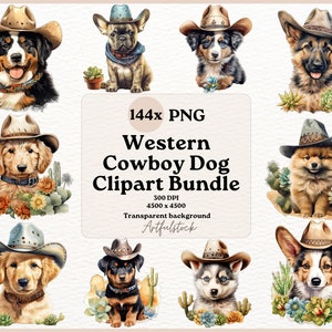 Western Cowboy Dog Clipart, Cowboy Clipart, Western Clipart, Dog Clipart, Western Dogs, PNG Western Clipart, Sublimation, Western PNG