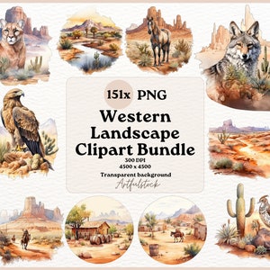 Western Landscape Clipart, PNG Western Clipart, Western Clipart, Clipart Western, Cowboy Landscape, Western Landscape, Cowboy Clipart