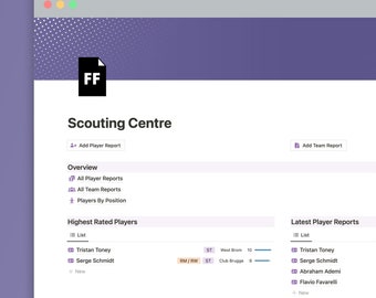 Modello di database di scouting - Rapporti di scouting di giocatori e squadre