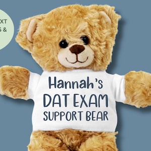 Personalized DAT Exam Teddy Bear Plushie | Gift for Dental Student Pre-Dent, Dental School Admission Test Support Bear