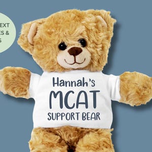 Personalized MCAT Exam Teddy Bear Plushie - Good Luck Exams Gift, Custom Stuffed Animal for Medical Students Undergrads Pre-Med Support Bear
