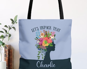 Bolsa de mano personalizada con la frase "Vamos a desempacar eso", personalizada, para futuros psicólogos, estudiantes de psicología, graduación de la carrera de psicología, regalo para irse a la universidad