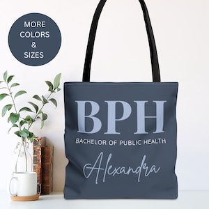 Personalized BPH Tote Bag, Bachelor of Public Health Graduation Gift, Public Health Grad Ceremony, Custom Name Tote Keepsake