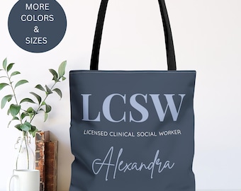 Personalized LCSW Tote Bag, Custom Licensed Clinical Social Worker Graduation Gifts, SW, Msw, Bsw, Grad Celebration Ceremony, Social Work