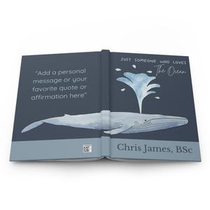 Personalized Blue Whale Journal Notebook, Marine Biology Graduation Gifts, Biologist Custom Name Gift, College Grad Gifts Ocean Oceanography