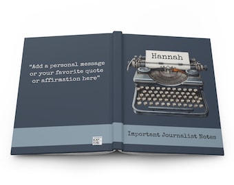 PERSONALIZED JOURNALIST GRADUATION Journal Notebook, Custom Journalism Degree Gift, Journalist School, Journalism Gifts, Vintage Typewriter