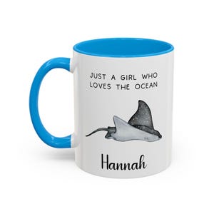 Personalized Manta Ray Coffee Mug, Custom Stingray Lover Gifts Marine Biology Graduation Scuba Diving Diver Instructor Snorkelling Ocean Mug