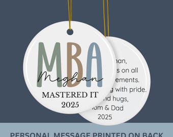 MBA Ornament, Mba Graduation Gift, Mba Graduation Gifts, Mastered It Ornament, Mba, Mba Gift, Masters Graduation Ornament, Masters Ornament