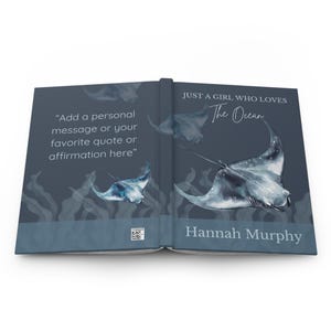 PERSONALIZED MARINE BIOLOGY Journal Notebook, Custom Manta Ray Lover Logbook Gift, Marine Science Scientist Biologist Degree, Graduation