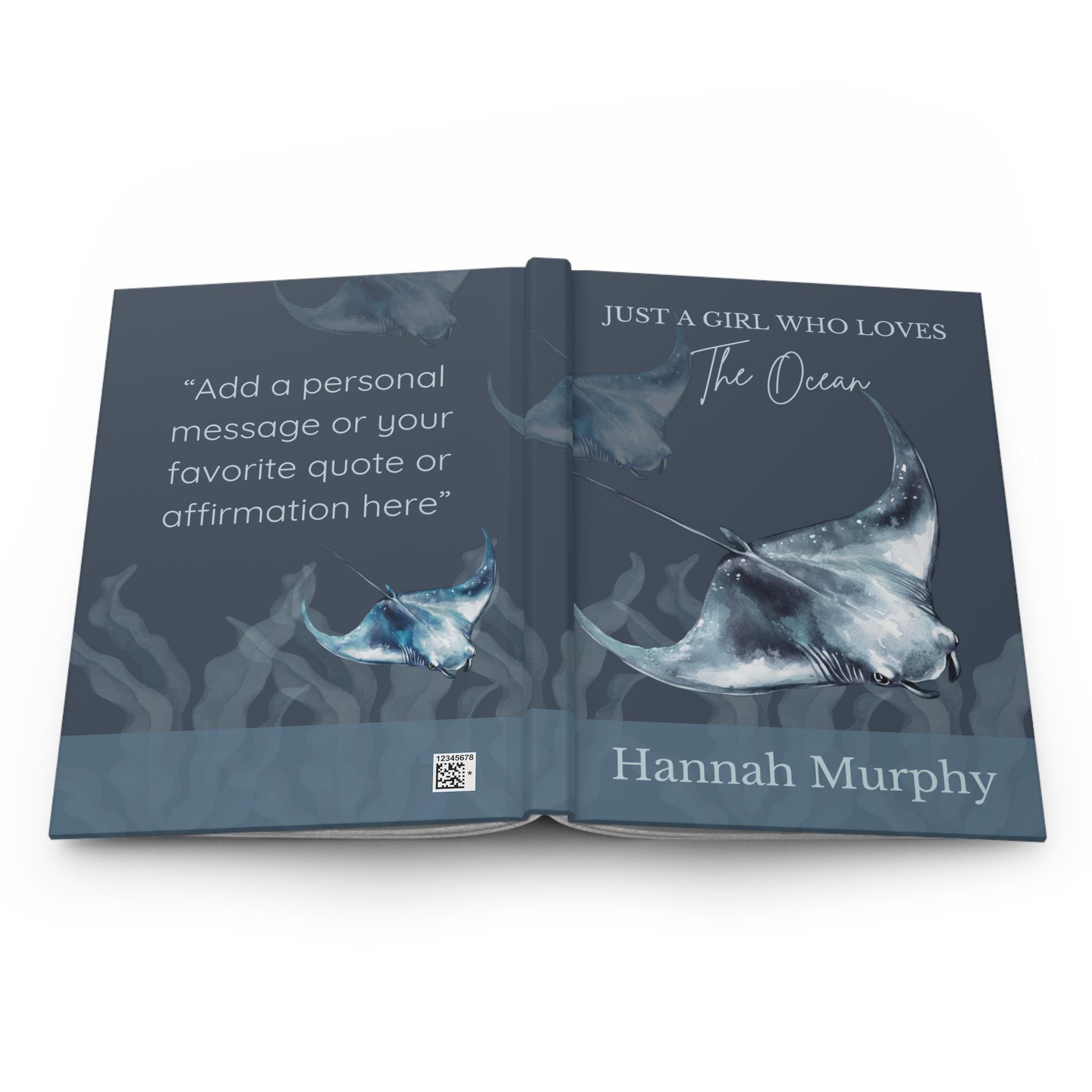 PERSONALIZED MARINE BIOLOGY Journal Notebook, Custom Manta Ray Lover Logbook Gift, Marine Science Scientist Biologist Degree, Graduation