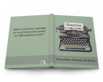PERSONALIZED JOURNALIST STUDENT Journal Notebook, Customized Journalism Major Hardcover Matte Notes, Graduation Gift, Vintage Typewriter