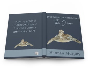 PERSONALIZED Marine Biology Green Sea Turtle Journal Notebook, Custom Student Research notes, Watercolor Sketchbook, Biologist Graduation