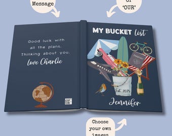 PERSONALIZED BUCKET LIST Book Journal Notebook, Custom Bucket list Journal, Summer Winter, Gap Year, Travel, Create Your Own, Memory Journal