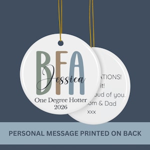 PERSONALIZED Bachelor Of Fine Arts Degree Graduation Ornament Keepsake, Master of Fine Arts, BFA, MFA, Custom Masters Ceramic Ornaments