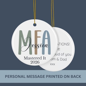 Personalized MFA BFA Graduation Ornament, Fine Arts Degree Gift, Bachelor Master of Fine Arts Ceramic Keepsake