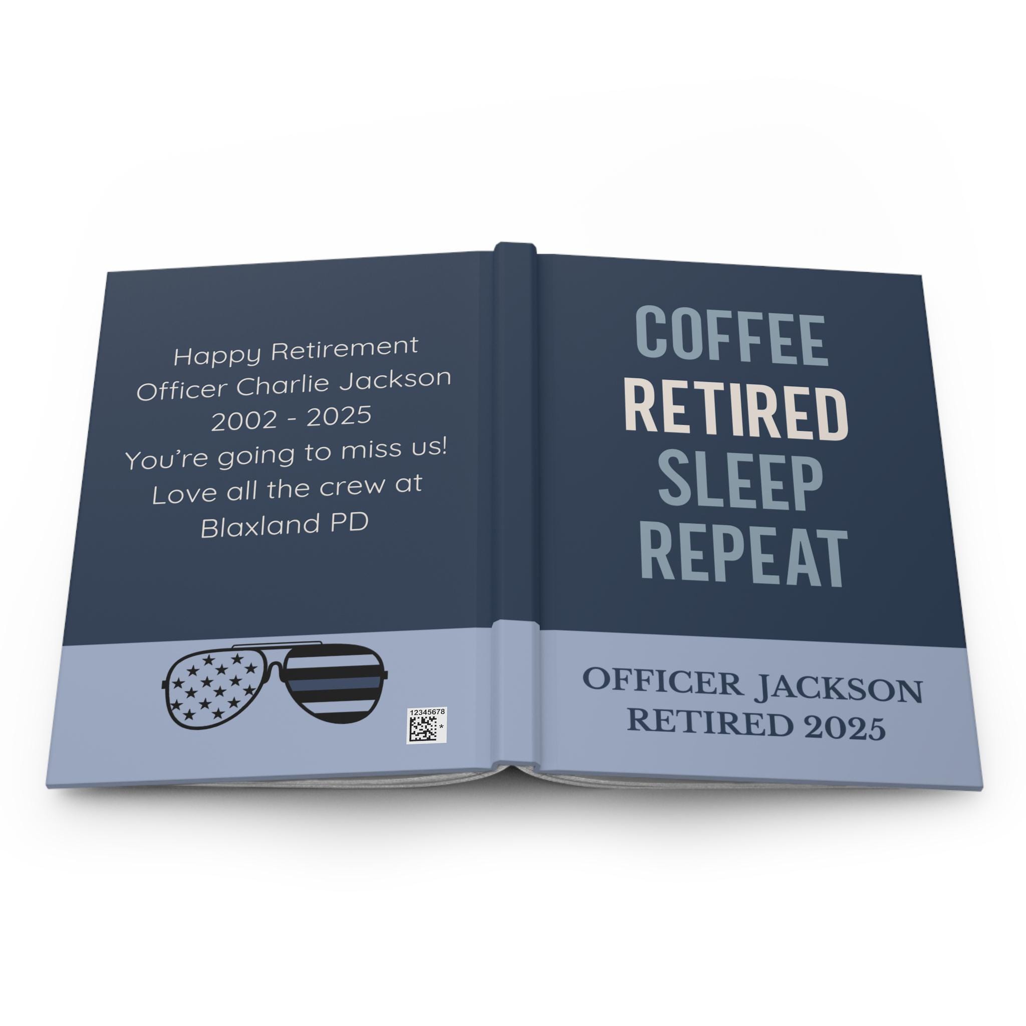 Personalized Police Retirement Journal Notebook, Custom retirement party guest book, Retired Police Chief gift, Officer, Sergeant, Captain