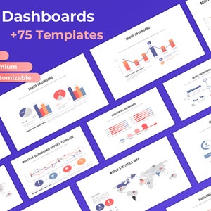Dashboard Template Bundle | +75 Dashboards to choose from | Google Slides | PowerPoint | HD Design | Dashboard Design | Business Dashboards
