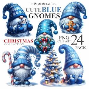 24 weihnachtliche niedliche blaue Wichtel, Aquarell Festliche Weihnachten PNG Kunst, Winter Illustrationen Ausdruckbarer Adventskalender, kommerzielle Nutzung 300 DPI