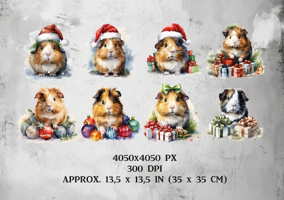 25 Christmas Guinea Pigs Pack, Watercolor Cute Animals PNG Art, Watercolour Advent  Calendar, Pet Clipart Bundle, Commercial Use 300 DPI - Etsy