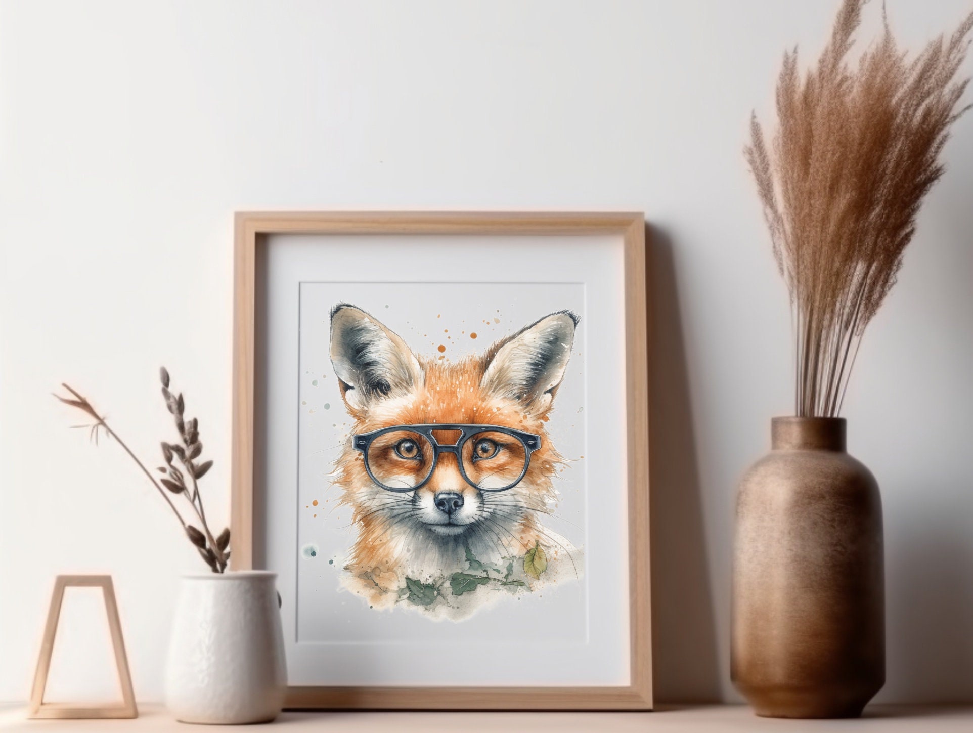 24 Cute Animals in Glasses Clip Art, Watercolor Smart Animals Wearing ...