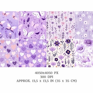 20 Purple Nursery Digital Paper Bundle Pack, Lavender Seamless Pattern ...