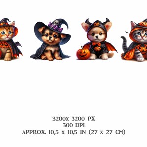 20 Halloween Cats and Dogs Pack Watercolor Cute Animals PNG Art ...