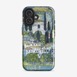 Gustav Klimt Phone case, Kirche in Cassone 1913 Klimt painting magsafe tough iPhone samsung, Ship from the UK/US/EU
