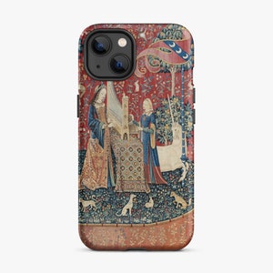 Capa para iPhone com estampa da dama e do unicórnio, pintura clássica, capa resistente para iPhone®, envio do Reino Unido/EUA/UE