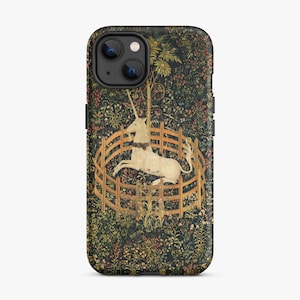 Capa para iPhone com estampa de veado e unicórnio em cativeiro, capa para celular com pintura de unicórnio, envio do Reino Unido/EUA/UE