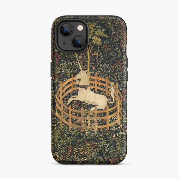 Unicorn in captivity iPhone case deer print, Unicorn painting phone case, Ship from the UK/US/EU