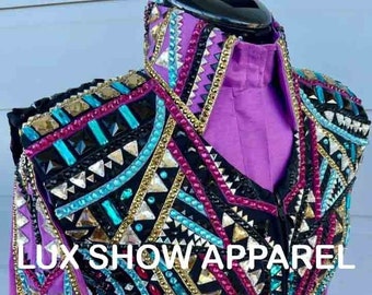 Western Showmanship Bolero Jacket with Shirt, Rodeo Queen, Preciosa Crystals