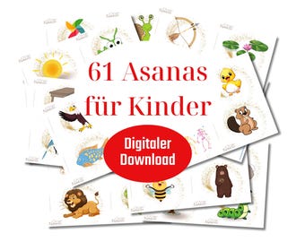 Kinderyoga Asana Karten. Yoga Karten für Kinder zum Ausdrucken für Kita & Grundschule. Lehrmaterial für Bewegung und Achtsamkeit