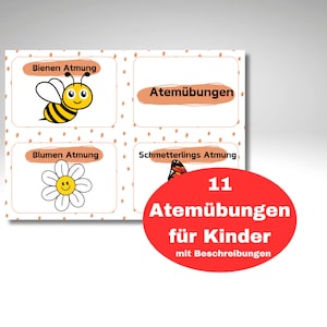 Ejercicios de respiración | Niños | Tarjetas | Ejercicios de relajación | Yoga infantil | Relajación | Tarjetas de yoga para niños | Juego de tarjetas para descargar e imprimir