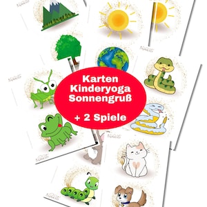 Kinderyoga SONNENGRUSS Karten | Memory Spiel | Asana Würfel | Yoga Karten Kinder| Yoga Kartenset Download zum Ausdrucken| Kinder Entspannung