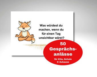 Gesprächsanlässe | Kinder | Karten | Gesprächskarten | Kinderyoga | Reflexionskarten | Yoga Karten Kinder | Fragekarten zum Ausdrucken