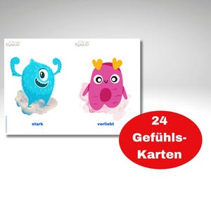 Feelings Cards | Children | Monsters | Picture Cards | Feelings Card Set Download | Mindfulness | Gift for Children | Montessori Learning Cards