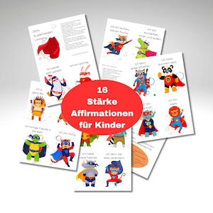 Kinder Stärke Karten | Affirmationskarten | Affirmationen | Yoga Karten Kinder| Yoga Kartenset Download | Achtsamkeit | Geschenk für Kinder