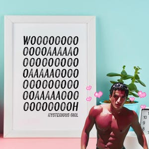 Impresión de chica misteriosa, arte de los 90, opciones de impresión y digitales, póster de papel, decoración del hogar, arte de pared, decoración de dormitorios, decoración de dormitorios universitarios