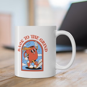 Retro coffee mug, Back To The Grind | Coffee lover gift, caffeine obsessed present