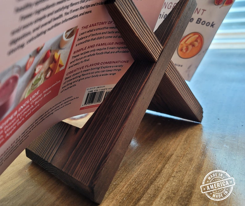 Brown Wood Recipe Cookbook Holder Stand, Cookbook Holder For Countertop Display