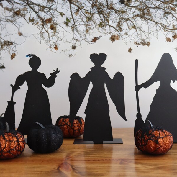 Set of 3 Hocus Pocus Sanderson Sisters Figures: Elevate Your Space with 8-Inch Steel Figures—Farmhouse Coziness Meets Spooky Halloween Fun!