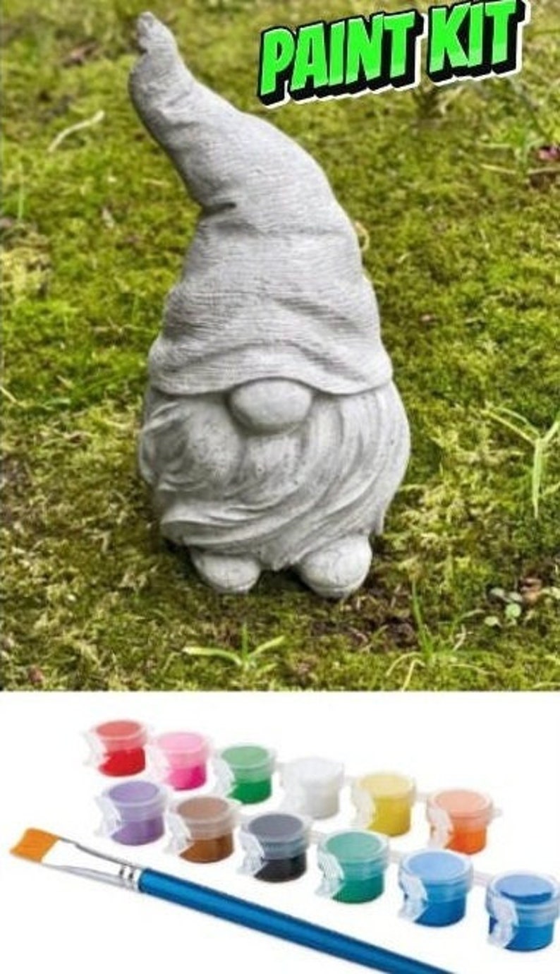Paint Your Own Garden Gnome Statue, Unpainted Concrete Figurine for