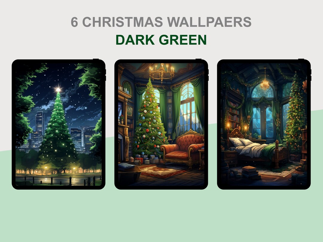 Dark Green HD Christmas Wallpapers iPad and Android Tablet Etsy
