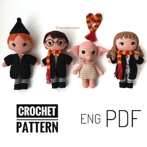 Amigurumi wizard series 4 in 1 crochet patterns, Wizard and witch crochet pattern, English pattern, Handmade toys, special gift, new year