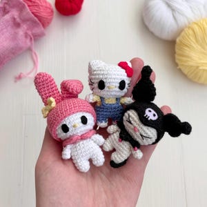 kitty and her friends, 3 in 1 crochet patterns, amigurumi crochet model, English PDF, New Year, gift