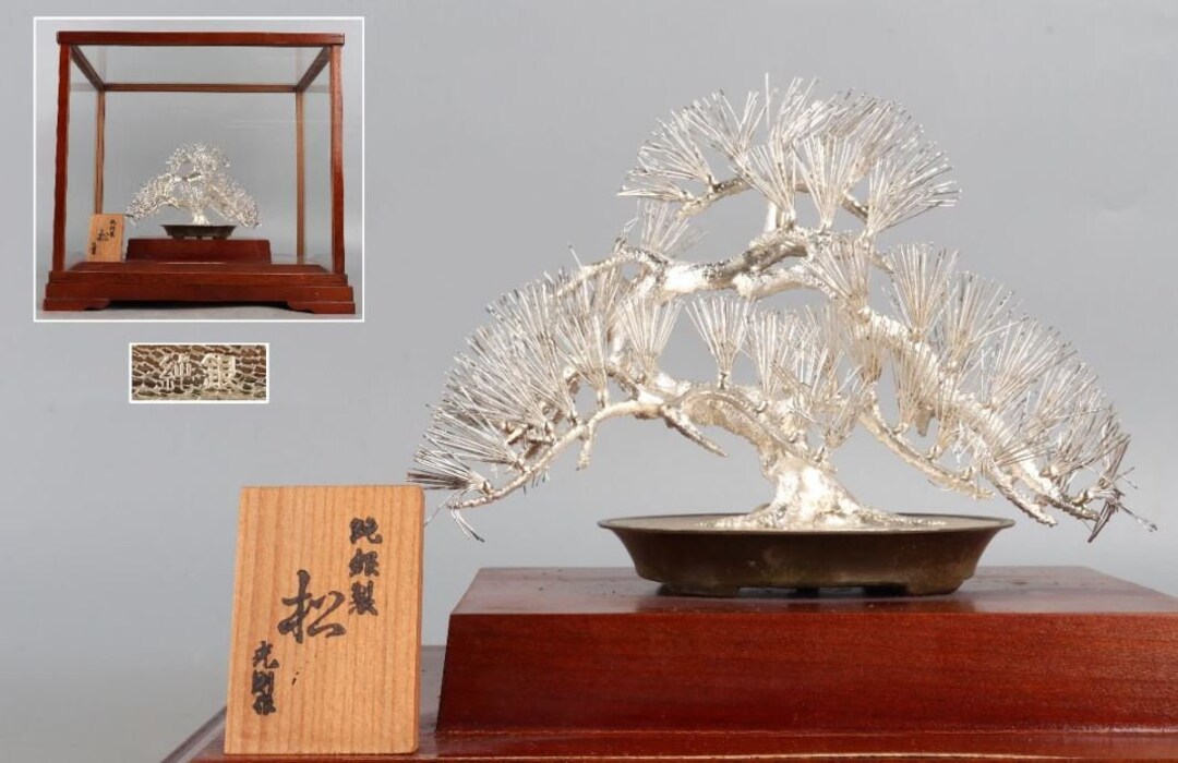 Sterling Silver Bonsai Tree, Mitsunori Japanese Silver Art Sculpture