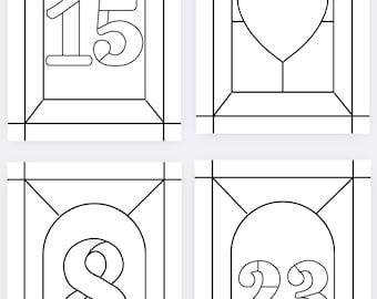 Arched Faux Stained Glass Table Number Template (Download) DIY #1-30