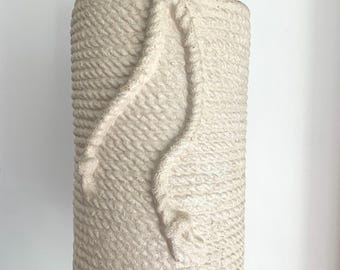 Vintage MCM Tall nautical Rope Plaster Vase with Bow