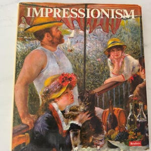 vintage 1973 Impressionism art book featuring works of Renoir, Monet, Manet, Van Gogh, Degas, Cezanne, Toulouse and more. great for styling!