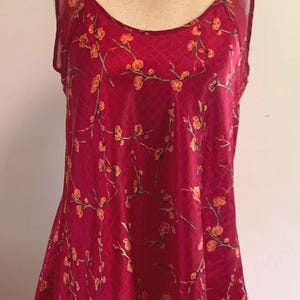 Vintage 90&#39;s red lingerie slip dress in cherry blossom pattern. very Victoria&#39;s Secret / Barbie / Kate Moss vibes!